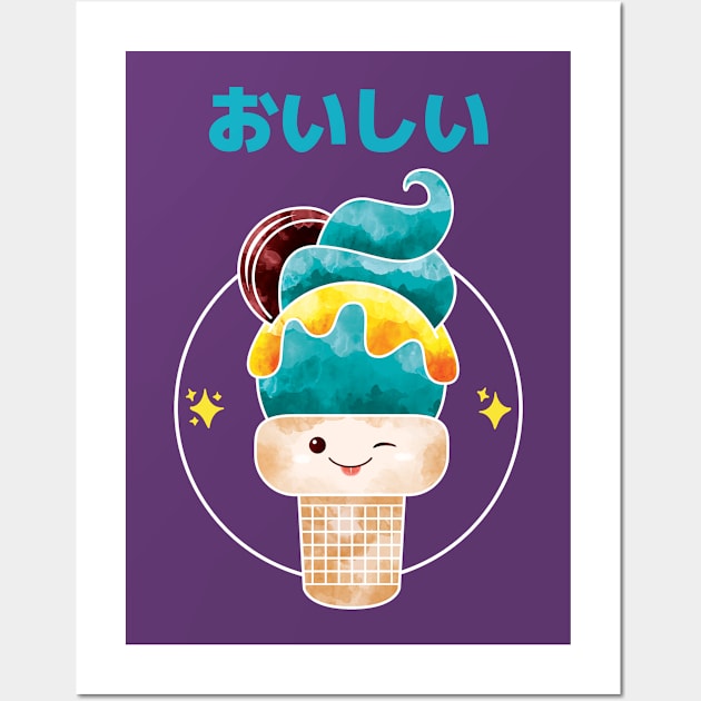 おいしい (Oishii) Ice Cream Wall Art by Malficious Designs